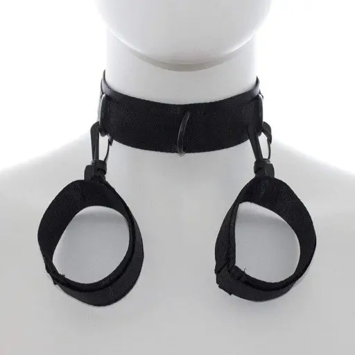 [BDSM-CL-01035-BK] Collar To Wrist Restraints BDSM-CL-01035