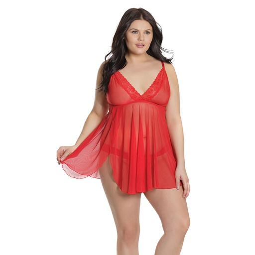 [BD-19016-RD] Side Cut Baby Doll Dress BD-19016