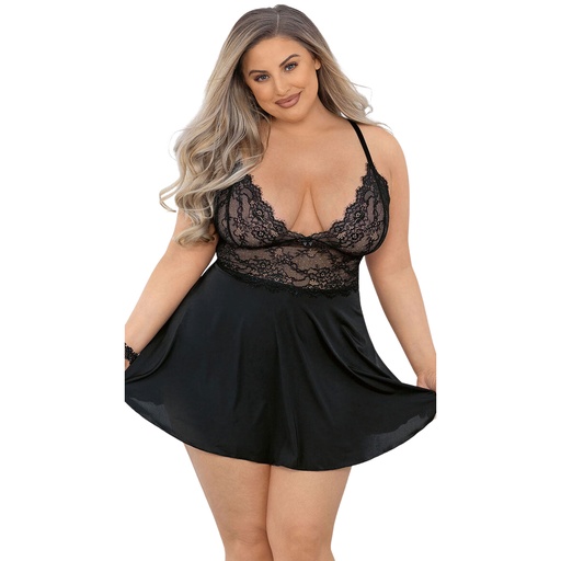 [BD-19026-BK] See Through Baby Doll Dress BD-19026