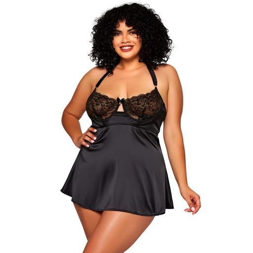 [BD-19032-BK] Keyhole Baby Doll Dress BD-19032