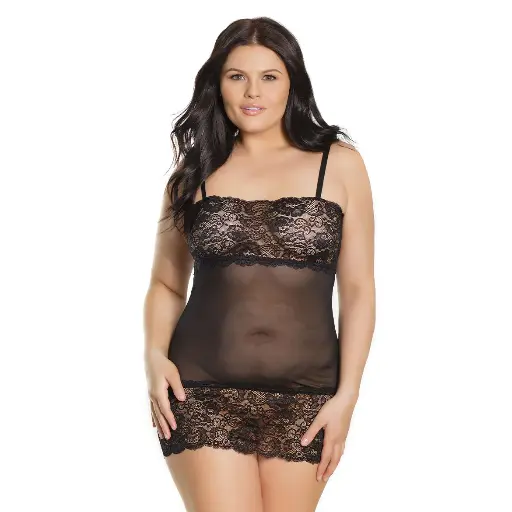 [CH-89002-BK] Short Length Chemise CH-89002