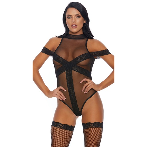 [TD-21018-BK] Monokini Teddy Dress TD-21018
