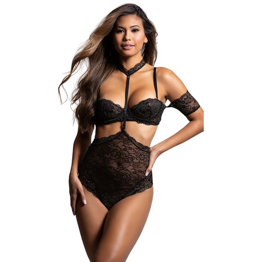 [TD-20983-BK] Monokini Teddy Dress TD-20983
