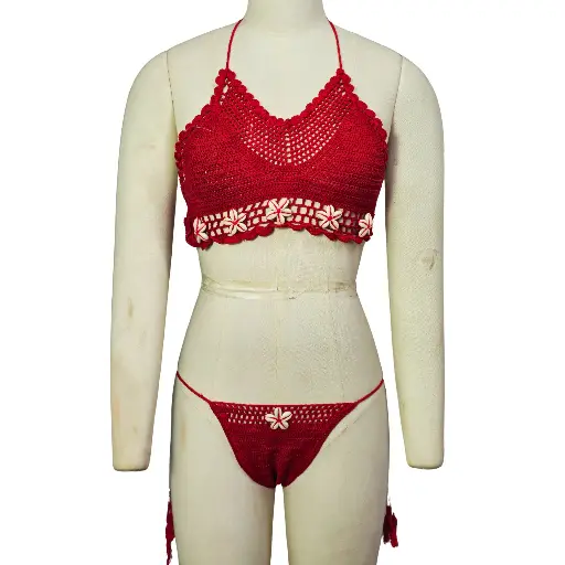 [CL-63023-RD] Crochet Lingerie Set CL-63023