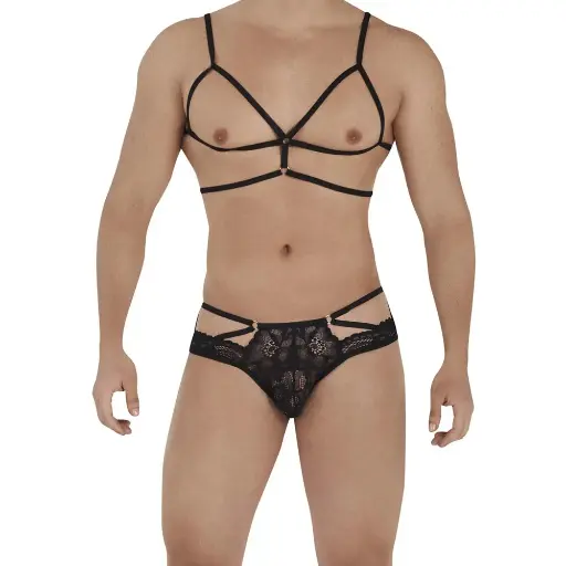 [XD-79024-BK]  Crossdresser Lingerie Set XD-79024