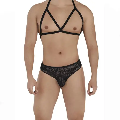 [XD-79008-BK]  Crossdresser Lingerie Set XD-79008