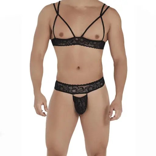 [XD-79009-BK]  Crossdresser Lingerie Set XD-79009