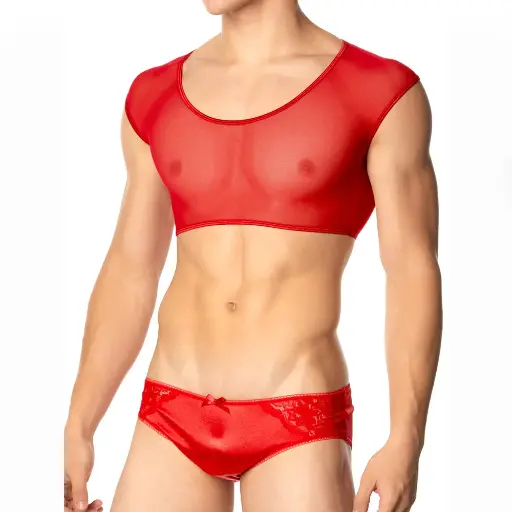 [XD-79012-RD]  Crossdresser Lingerie Set XD-79012