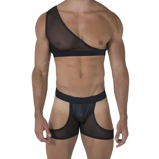 [XD-79039-BK]  Crossdresser Lingerie Set XD-79039