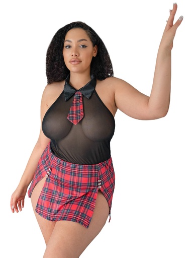 [EC-00181-RD-BK] School Girl Erotic Costume EC-00181