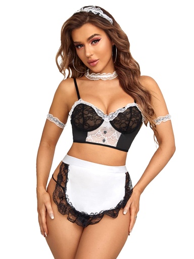 [EC-00363-BK-WH] Maid Erotic Costume EC-00363