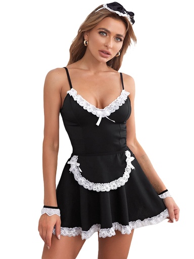 [EC-00345-BK-WH] Maid Erotic Costume EC-00345