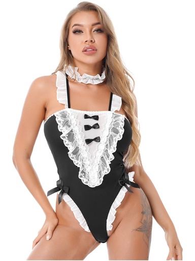 [EC-00369-BK-WH] Maid Erotic Costume EC-00369