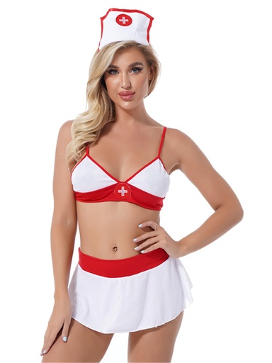 [EC-00534-WH-RD] Nurse Erotic Costume EC-00534