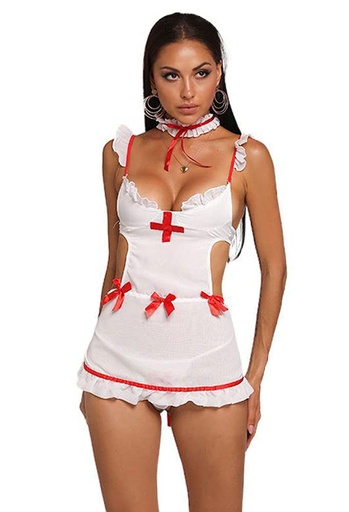 [EC-00540-WH-RD] Nurse Erotic Costume EC-00540