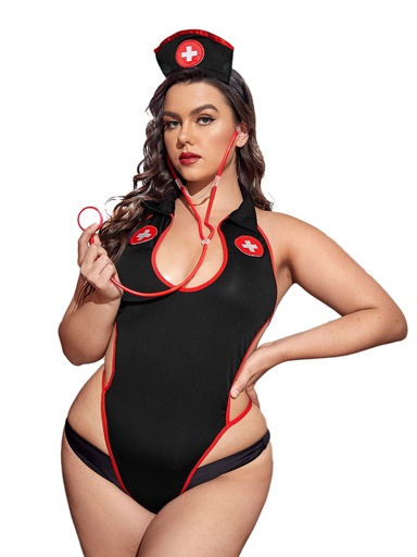 [EC-00522-BK-RD] Nurse Erotic Costume EC-00522