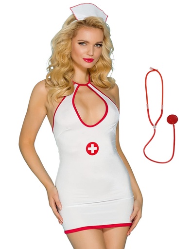 [EC-00527-WH-RD] Nurse Erotic Costume EC-00527