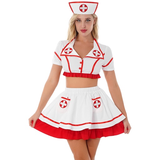 [EC-00529-WH-RD] Nurse Erotic Costume EC-00529