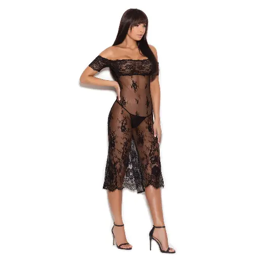 [NG-31901-BK] See Through Nightgown NG-31901