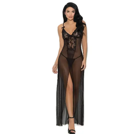 [NG-31978-BK] See Through Nightgown NG-31978