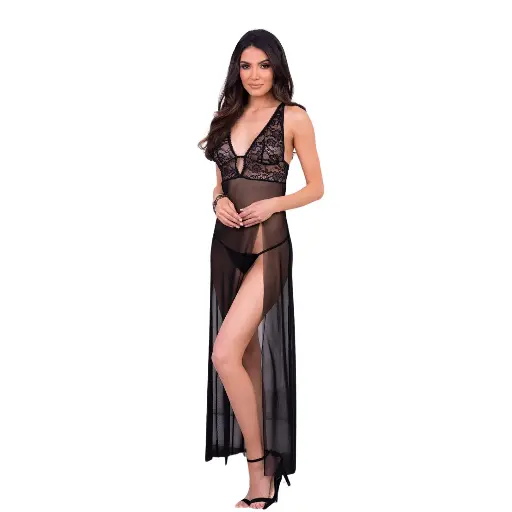[NG-30149-BK] See Through Nightgown NG-30149