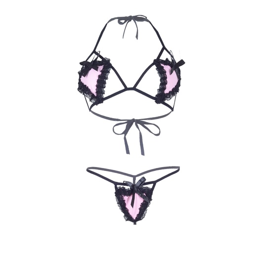 [ELS-06525-BK] Half Cup Erotic Lingerie Set ELS-06525