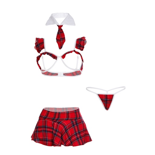[EC-00552-RD-WH] School Girl Erotic Costume EC-00552