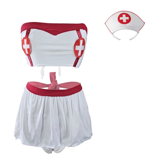 [EC-00551-WH-RD] Nurse Erotic Costume EC-00551