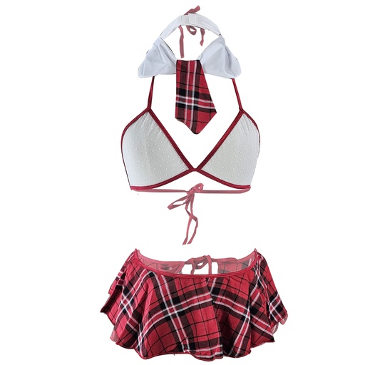 [EC-00567-WH-RD] School Girl Erotic Costume EC-00567
