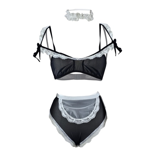[EC-00116-BK-WH] Maid Erotic Costume EC-00116