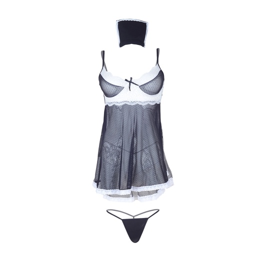 [EC-00624-BK-WH] Maid Erotic Costume EC-00624