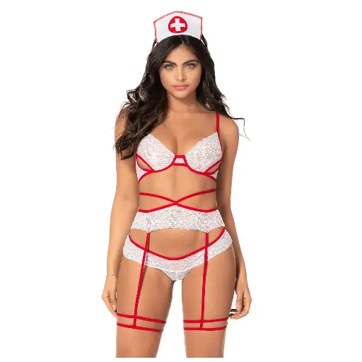 [EC-00404-WH-RD] Nurse Erotic Costume-EC-00404