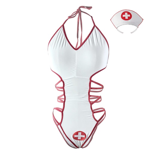 [EC-00172-WH-RD] Nurse Erotic Costume EC-00172