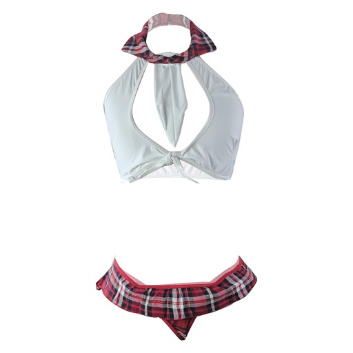 [EC-00417-WH-RD] School Girl Erotic Costume EC-00417