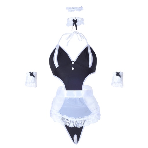 [EC-00808-BK-WH] Maid Erotic Costume EC-00808