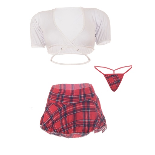 [EC-00441-WH-RD] School Girl Erotic Costume EC-00441